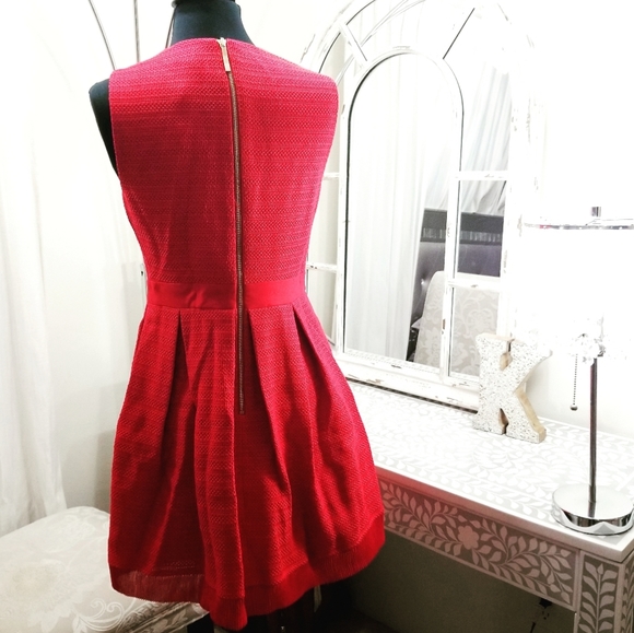 🍒NWT🍒 TED BAKER TWEED RED SKATER DRESS - Picture 3 of 6